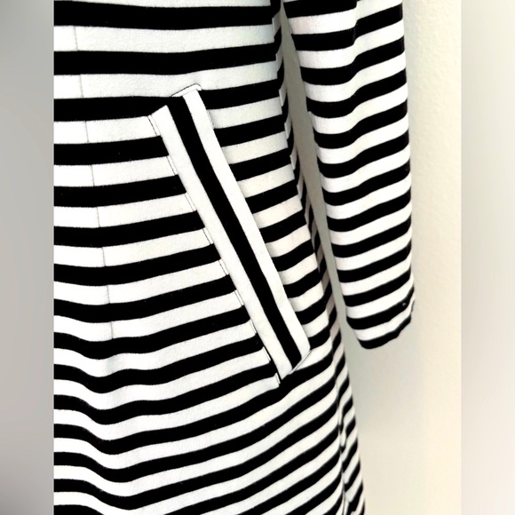 CAbi Jacket Dress French Terry Black & White Stripe 2-Way Zip Welt Pockets M - Picture 4 of 10